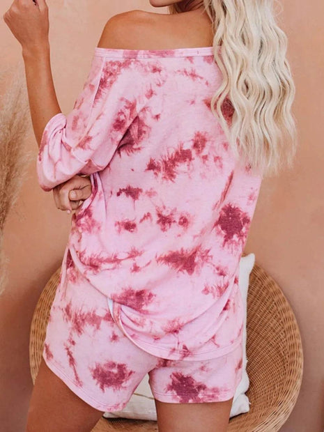 Tie-Dye Half Sleeve Top and Shorts Set - MimiStylez
