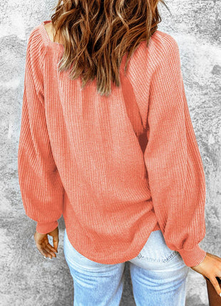 Square Neck Waffle-Knit Top - MimiStylez
