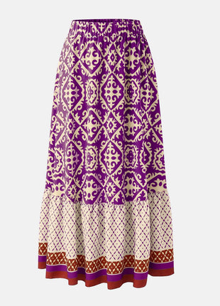 Geometric Elastic Waist Maxi Skirt - MimiStylez