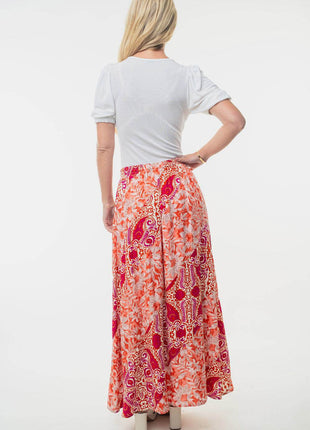 White Birch Full Size High Waisted Floral Woven Skirt - MimiStylez