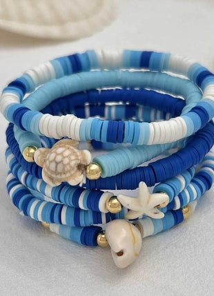 6-Piece Ceramic Beaded Shell Bracelet - MimiStylez