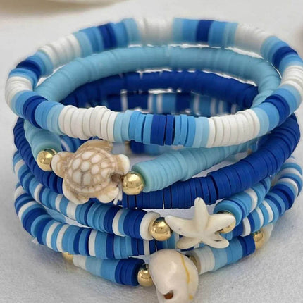 6-Piece Ceramic Beaded Shell Bracelet - MimiStylez