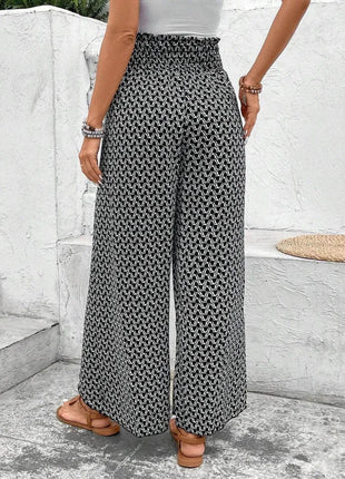 Tied Printed Wide Leg Pants - MimiStylez