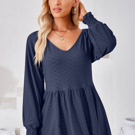 V-Neck Lantern Sleeve Blouse - MimiStylez