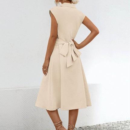 Button Up Cap Sleeve Midi Dress - MimiStylez