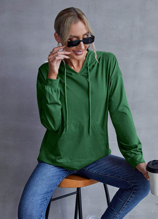 Drawstring Pocketed Dropped Shoulder Hoodie - MimiStylez