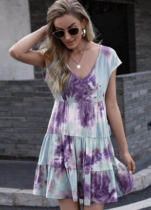 Tie-Dye Ruffle Hem Dress - MimiStylez