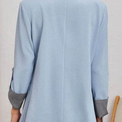 Lapel Collar Roll-Tab Sleeve Blazer - MimiStylez