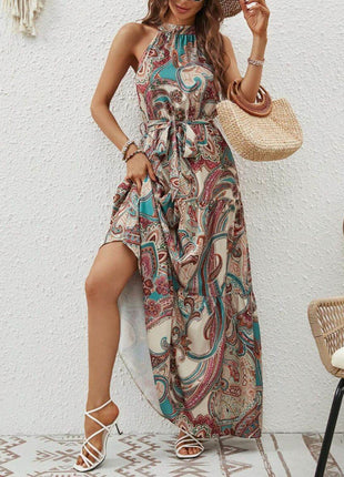 Tied Floral Sleeveless Dress - MimiStylez