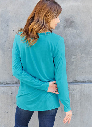 Basic Bae Full Size V-Neck Long Sleeve Top - MimiStylez