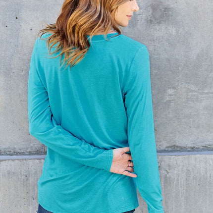 Basic Bae Full Size V-Neck Long Sleeve Top - MimiStylez