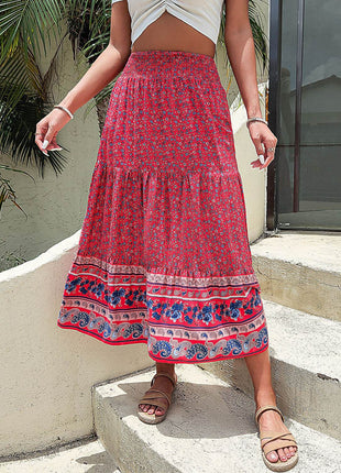 Printed Tiered High Waist Skirt - MimiStylez