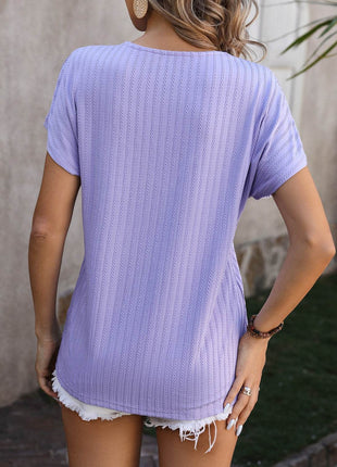 Textured Surplice Short Sleeve Blouse - MimiStylez