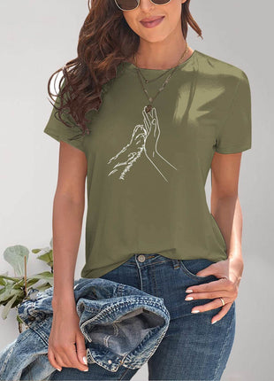Graphic Round Neck Short Sleeve T-Shirt - MimiStylez