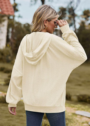 Cable-Knit Long Sleeve Hooded Jacket - MimiStylez