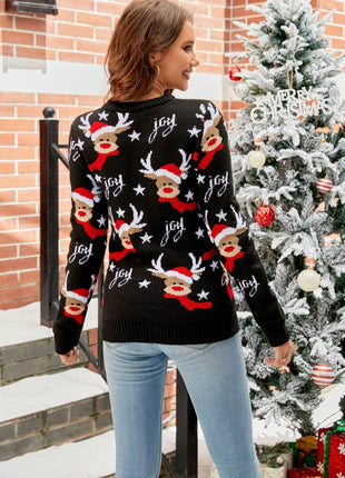 Reindeer Round Neck Sweater - MimiStylez