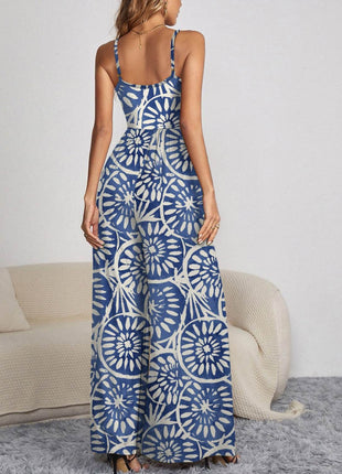 Decorative Button Spaghetti Strap Wide Leg Jumpsuit - MimiStylez