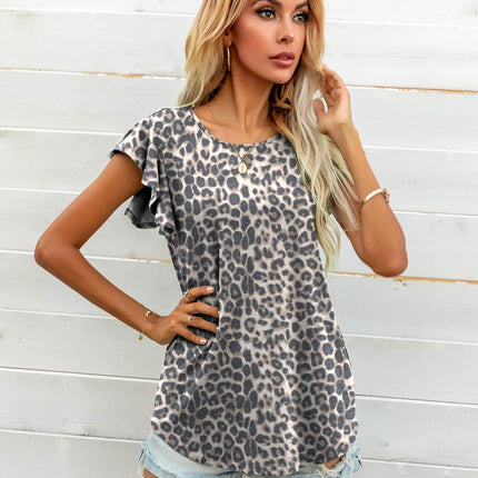 Round Neck Butterfly Sleeve Top - MimiStylez