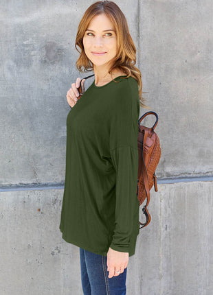 Basic Bae Full Size Round Neck Dropped Shoulder T-Shirt - MimiStylez