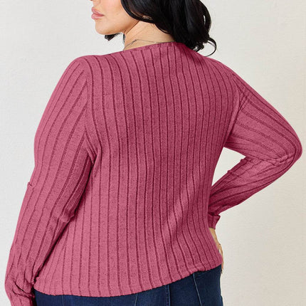 Basic Bae Full Size Ribbed Long Sleeve T-Shirt - MimiStylez