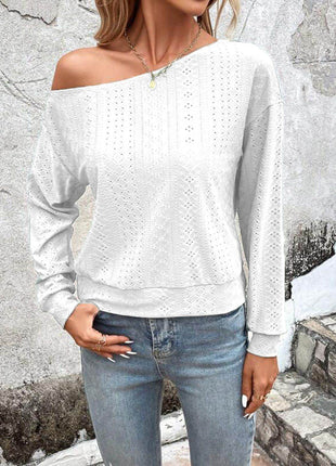 Eyelet Dropped Shoulder Blouse - MimiStylez
