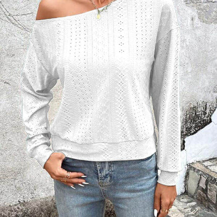 Eyelet Dropped Shoulder Blouse - MimiStylez