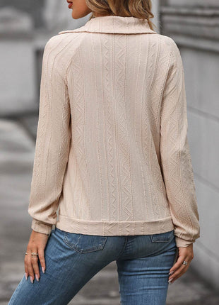 Decorative Button Long Sleeve Top - MimiStylez