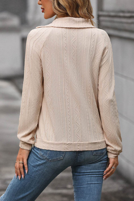 Decorative Button Long Sleeve Top - MimiStylez