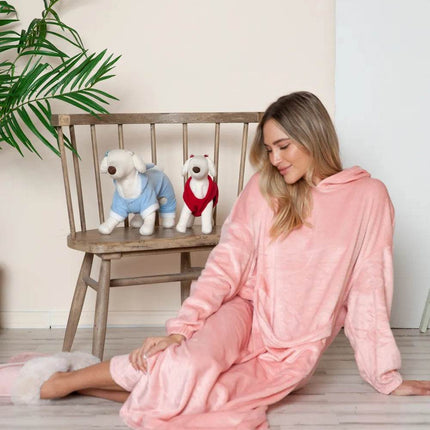 Double Take Full Size Pocketed Hooded Midi Lounge Dress - MimiStylez
