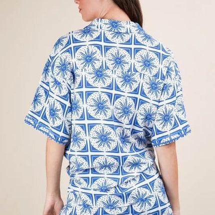 VERY J Full Size Tropical Printed Shirt Top and Shorts Set Plus Size - MimiStylez