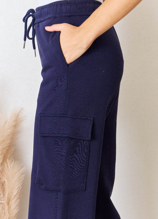 RISEN Drawstring Relaxed Cargo Wide Leg Pants - MimiStylez