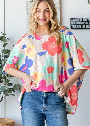 HOPELY Floral Waffle Oversize T-Shirt - MimiStylez