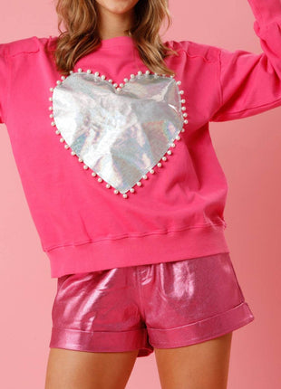 Pearl Trim Round Neck Sweatshirt - MimiStylez