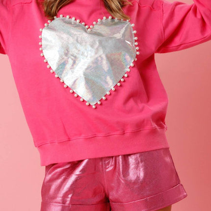 Pearl Trim Round Neck Sweatshirt - MimiStylez