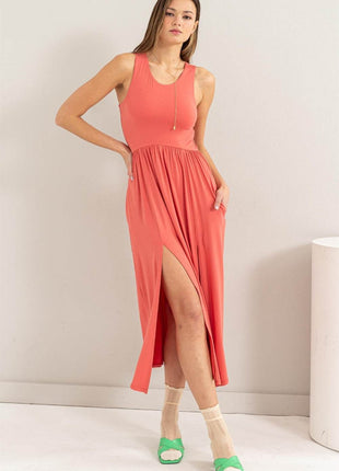 HYFVE Sleeveless Slit Midi Dress - MimiStylez