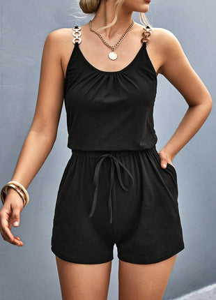 Scoop Neck Romper with Pockets - MimiStylez