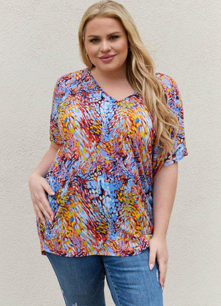 Be Stage Full Size Printed Dolman Flowy Top - MimiStylez