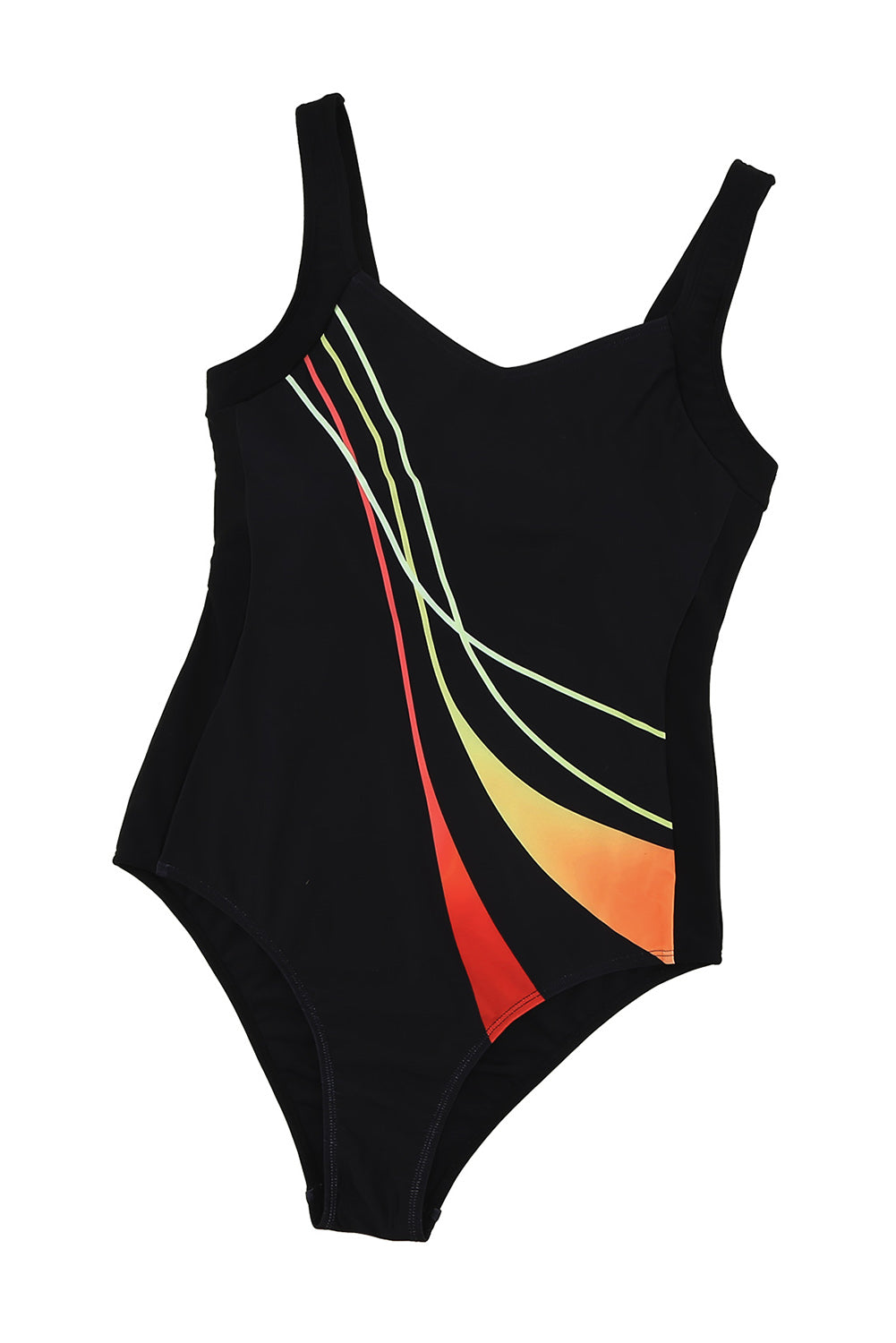 Black Striped Pattern Print Sleeveless One-piece Swimsuit