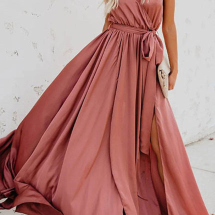 Surplice Tie Waist Maxi Dress - MimiStylez