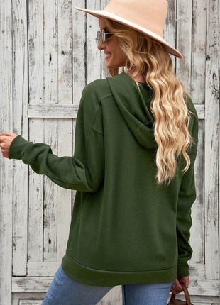 Lace-Up Dropped Shoulder Hoodie - MimiStylez