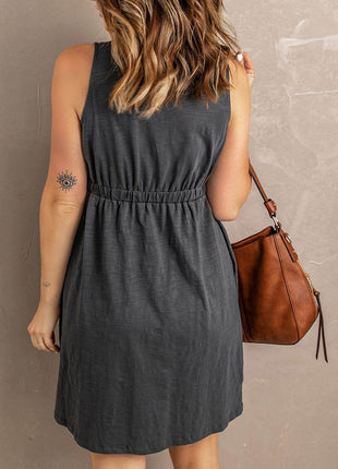 Sleeveless Button Down Mini Magic Dress - MimiStylez