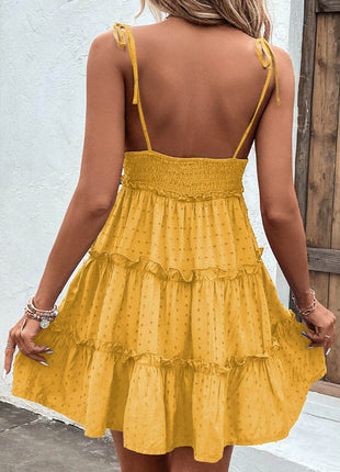 Frill Spaghetti Strap Tiered Dress - MimiStylez