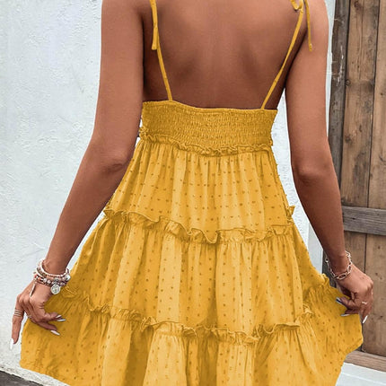 Frill Spaghetti Strap Tiered Dress - MimiStylez
