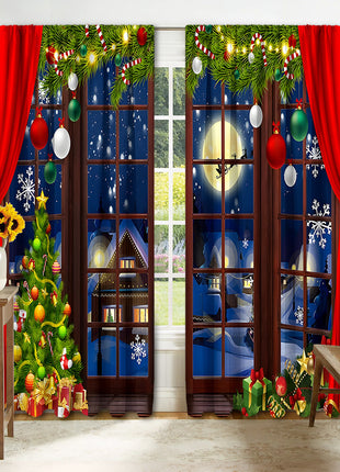 2PCs Digital Printed Christmas Curtains