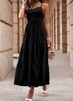 Tiered Crisscross Spaghetti Strap Dress - MimiStylez