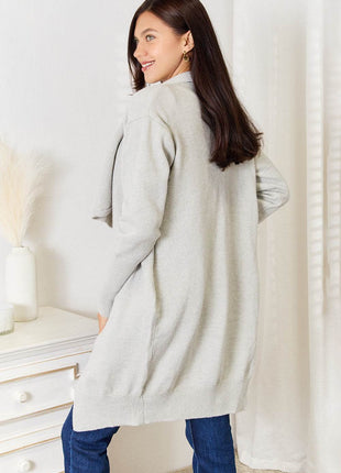 Open Front Duster Cardigan with Pockets - MimiStylez