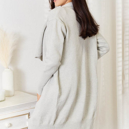 Open Front Duster Cardigan with Pockets - MimiStylez