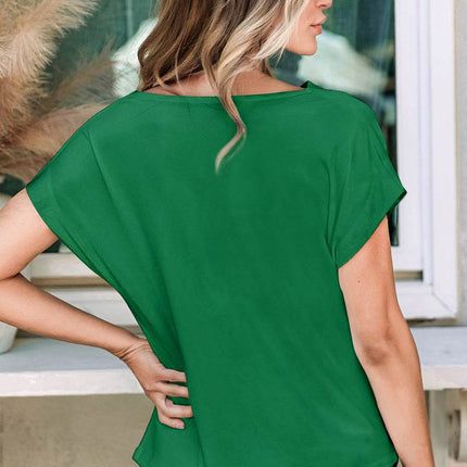 Cowl Neck Short Sleeve T-Shirt - MimiStylez