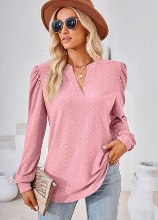 Notched Long Sleeve T-Shirt - MimiStylez
