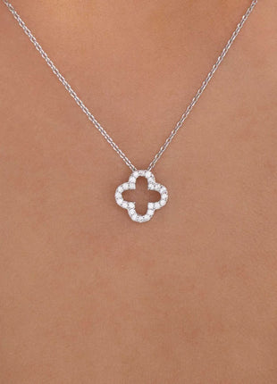 Inlaid Zircon Clover Pendant Necklace - MimiStylez
